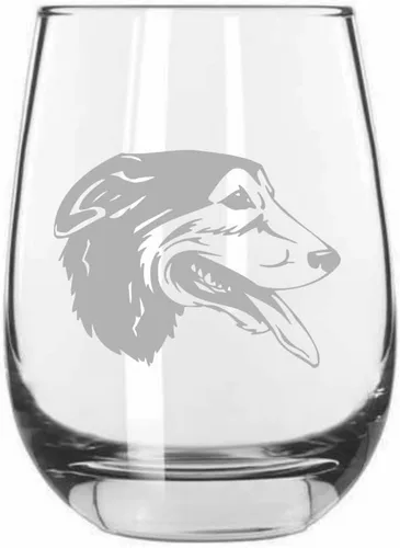 Vista 290 de Shar Pei (chino) - Vaso de vino sin tallo grabado para perro, 15.25 onzas