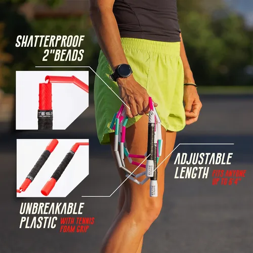 Vista 3 de Elite Jumps - Cuerda de saltar con cuentas pesadas - Cuerda de saltar con peso de 6.5 onzas para mujer - Duradero y resistente - Cuerda ajustable