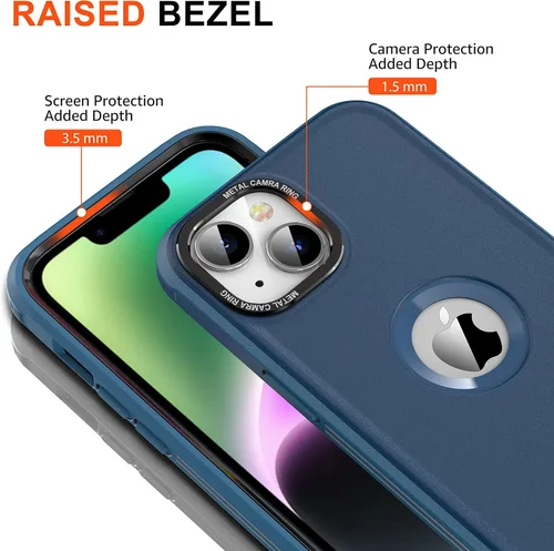 Vista 4 de WINTONG Funda magnética compatible con iPhone 14 / iPhone 13 con protector de vidrio, protección contra caídas de grado militar, resistente a prueba