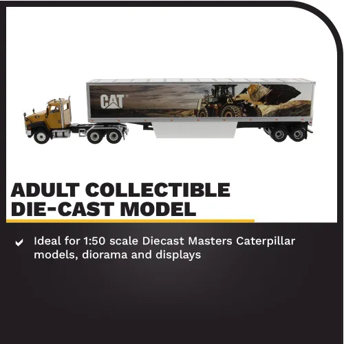 Vista 3 de Tractor de cabina de día Caterpillar CT660 con remolques murales - Diecast Masters - 85666