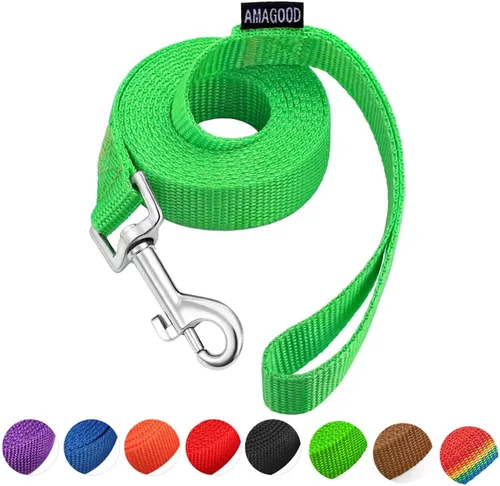 Vista 11 de AMAGOOD 6 pies de correas para cachorros/perros, correa de estilo tradicional resistente con gancho de cuello fácil de usar, correa para perros Negro