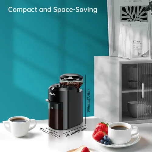 Vista 5 de Wancle - Molinillo de café eléctrico de muelas - Ajustable con 28 ajustes precisos para 12 tazas - Molinillo de granos de café profesional