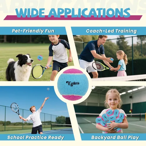 Vista 7 de Paquete de 12/20/36/48/60 pelotas de tenis para niños, 50% de baja compresión, pelotas de tenis para principiantes, entrenamiento juvenil y juego