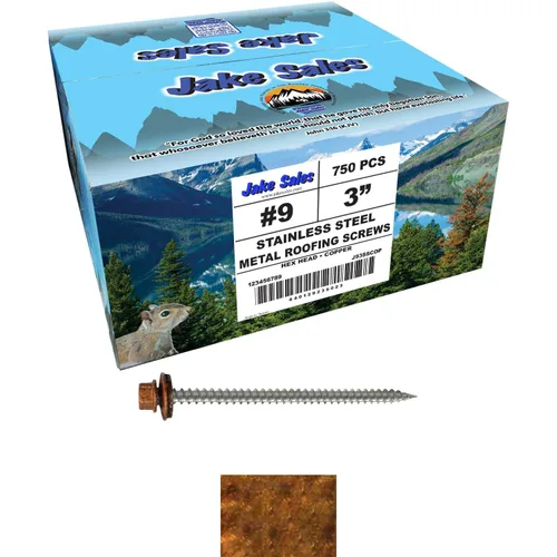Vista 14 de 9 x 1 ABC Gray Stainless Steel Metal Roofing Screws - Hex Washer Head - Self-Piercing (SP) tip Metal to Wood siding Screws - EPDM Washer. 1 x 250