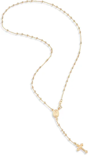 Vista 3 de Miabella Cadena de plata de ley 925 o oro amarillo de 18 quilates sobre plata, rosario italiano con cruz en Y para mujeres y hombres, Plata