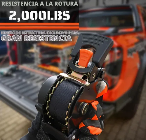 Vista 2 de ORANGEE® Paquete de 4 correas de trinquete retráctiles automáticas de alta resistencia de 1 pulgada x 10 pies, perfectas para asegurar carga
