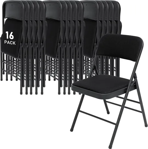 Vista 27 de SEALAMB Paquete de 4 sillas plegables con asiento cómodo, marco de metal resistente, sillas apilables portátiles para bodas, fiestas, oficina