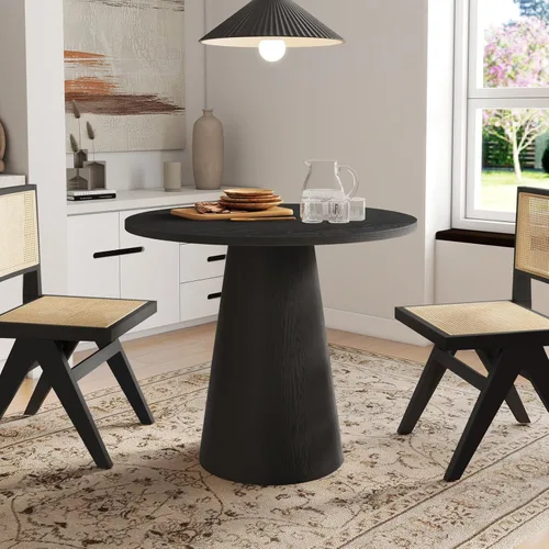 Vista 6 de Mesa de comedor redonda de madera para 2-4, mesa de cocina moderna