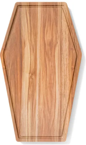 Vista 8 de Tabla de charcutería grande con forma de ataúd - Tabla de cortar de madera de acacia gótica con forma de ataúd 17x10.5 pulgadas, bandeja de servir
