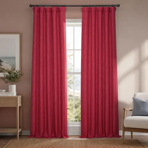Vista 54 de HPD Half Price Drapes - Cortinas de lino sintético para sala de estar (2 paneles) - 100 pulgadas de ancho x 84 pulgadas de largo - Cortinas