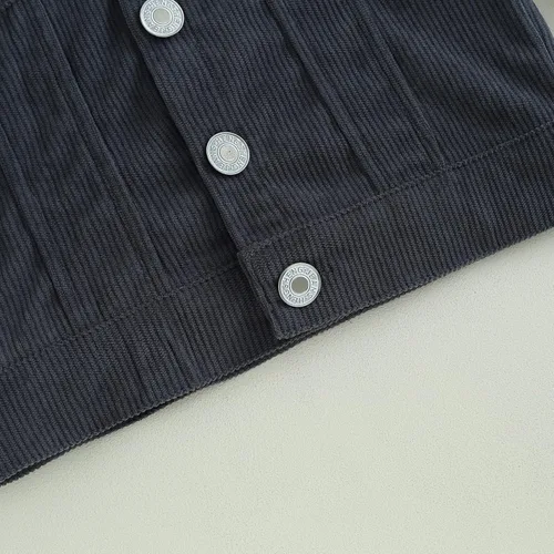 Vista 6 de Chaqueta de pana con capucha de manga larga con botones para bebé niño y niña, ropa de invierno para niños pequeños