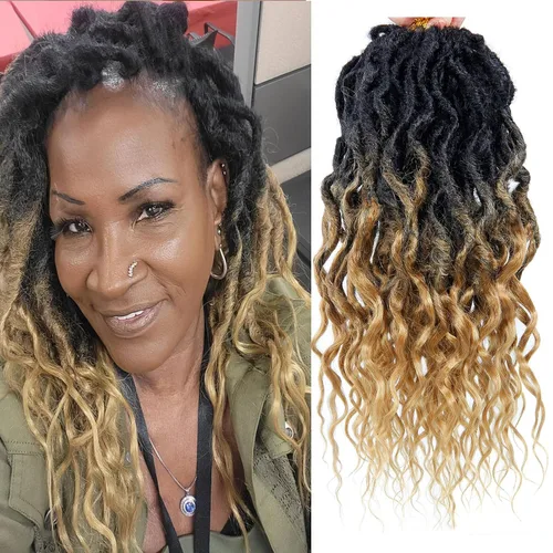 Vista 59 de Rizos de cabello sintético tejido en crochet de 16 pulgadas, 8 paquetes, Rizos de cabello tejido en crochet pre-enlazados con extremos rizados