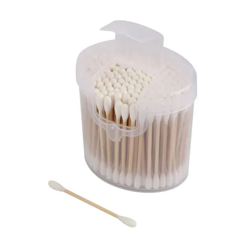 Vista 2 de Hisopos de algodón de madera Qtips XMHF con doble punta con cabezas de algodón, multiusos, seguros, altamente absorbentes e higiénicos