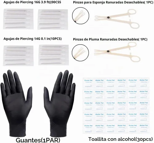 Vista 5 de LOYAL BOOK Kit de 104 piezas de Piercing 14G16G Kit de Piercing para todos los piercings (color acero inoxidable)