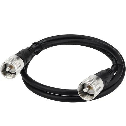 Vista 7 de Cable coaxial RG8X, cable de antena CB de puente PL259 corto de 12 pulgadas, conector macho UHF de 50 ohmios, baja pérdida para radioaficionado Negro