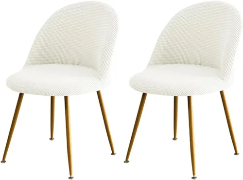 Vista 12 de Paquete de 2 fundas de elastano sin brazos de mediados de siglo para silla con respaldo corto para sala de estar y cocina