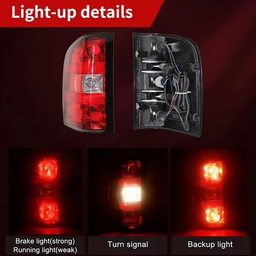 Vista 7 de Conjunto de luz trasera del lado del conductor para camioneta pickup Chevy Silverado estilo de fábrica 2007-2013 OE con bombillas y arnés