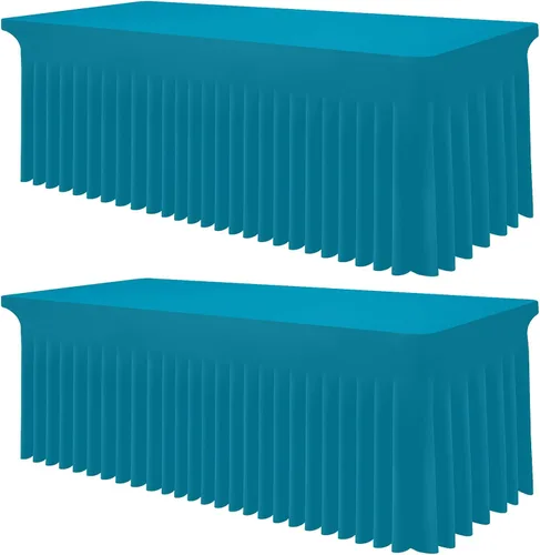 Vista 28 de Smiry Mantel de Spandex, Mantel Elástico Ajustable Extensible para Mesas Rectangulares de 6 Pies, Falda Cubierta de Mesa Impermeable y Lavable