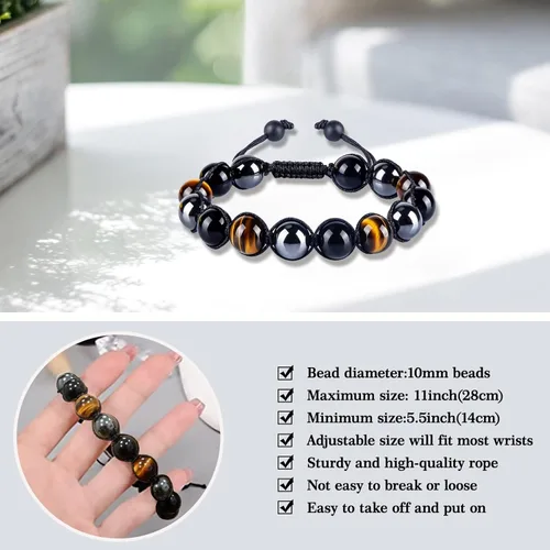 Vista 3 de TAGOMEI Regalos de Navidad para él, hijo, hombres, adolescentes, niños, nieto, papá, novio, pulseras de cuentas de triple protección para hombres