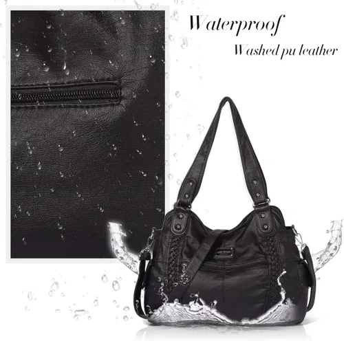 Vista 239 de Angel Barcelo - Bolsa de hombro amplia para mujer, diseño Hobo, cuero lavado