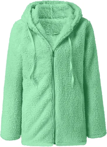 Vista 4 de Womens Coats Women's Fashion Solid Color Jacket Long Sleeve Zipper Hooded Plush Coat
