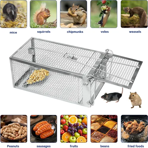 Vista 5 de 2 Pack Trampas Humanas para Ratas - Trampa para Roedores para Ardillas, Ratones y Ratas, Trampas para Ratas Vivas de Captura y Liberación