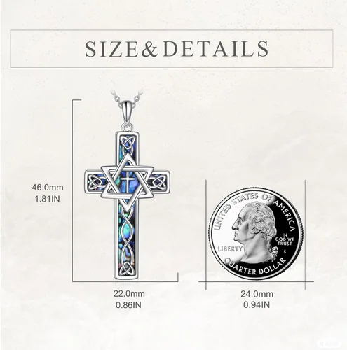 Vista 3 de CRMAD Collares de cruz para mujer de plata de ley para mamáhermanapiedra lunarceltacladdagh collares regalos para mamá mujer