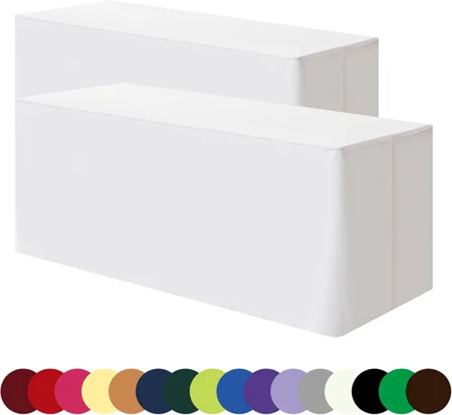 Vista 7 de BLACK-4FT Mantel ajustado cubiertas de mesa para mesas rectangulares de 4 pies - Resistente al agua, lavable, tela de poliéster, manteles