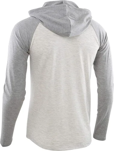 Vista 4 de Sudadera Desplato con capucha, manga larga, ligera, estilo henley, informal, para hombre