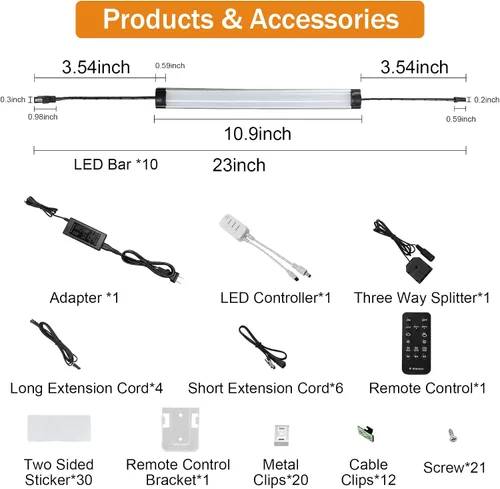 Vista 4 de Kit de luces LED para debajo del gabinete, tira regulable inteligente LED regulable, barra conectable de 24 V, luces LED de mostrador para despensa