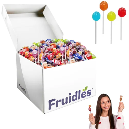 Vista 6 de Fruidles Mini Pops - Chupones de piruletas, sabores surtidos, lácteos certificados Kosher, envueltos individualmente, bolsa resellable (1 libra)