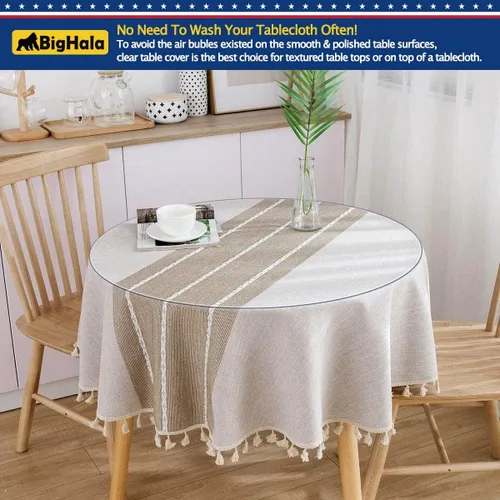 Vista 5 de Protector de mesa de madera para muebles, manteles de plástico transparente lavable, funda protectora para escritorio, vinilo de PVC, protector