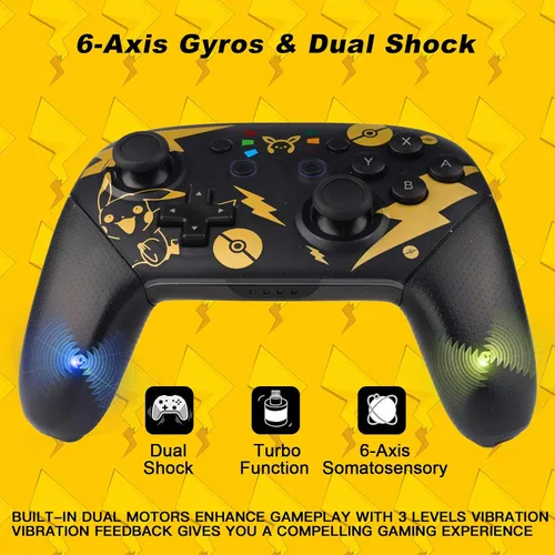 Vista 5 de Wireless Pro Controller Compatible with SwitchSwitch LiteSwitch OLED, Remote Gamepad with Double Vibration, Motion Control, Wake Up, Screenshot and