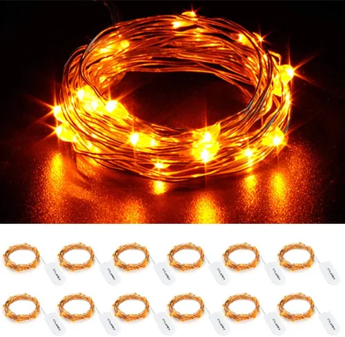 Vista 11 de Tira de luces led rutilantes con 20 luces de hadas led micro Cylapex, en cable de cobre revestido de plata de 3.3 pies, funciona con dos