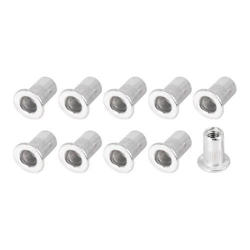 Vista 17 de METALLIXITY Tuercas de remache (M3) 25 piezas, tuercas roscadas de aleación de aluminio, para sujetadores mecánicos de muebles, tono plateado