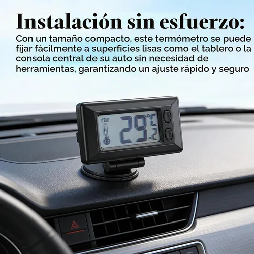 Vista 4 de Riloer Mini Termómetro Digital para Coche, Medidor Digital LCD en Fahrenheit o Celsius para Interior y Exterior, Registros de Temperatura Máxima