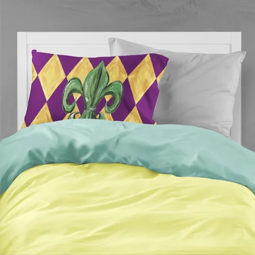 Vista 2 de Caroline's Treasures 8133PILLOWCASE Mardi Gras Fleur de Lis - Funda de almohada de tela estándar, ligera, súper suave, fácil de cuidar, decorativa