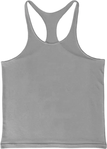 Vista 2 de Camiseta sin mangas para hombre, cuello redondo, holgada, con espalda cruzada, talla grande, para entrenamiento, fisicoculturismo, fitness