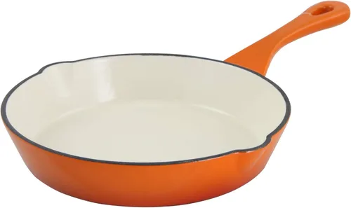 Vista 3 de Crock Pot Artisan - Sartén redonda de hierro fundido esmaltado, 8 pulgadas, color rojo escarlata
