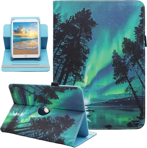 Vista 7 de Funda universal para tablet Android de 10 y 10.1 pulgadas, Dluggs de piel sintética con rotación de 360 grados, soporte multiángulo