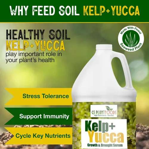 Vista 2 de GS PLANT FOODS Kelp + Yucca Liquid Plant Food Fertilizante orgánico agente humectante para huerto, césped, plántulas, plantas de interior y cultivo