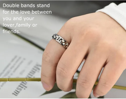 Vista 4 de FLYUN Anillos de ansiedad para hombres, anillos giratorios para mujeres, hombres, alivio de la ansiedad y el estrés, anillo de meditación, Acero