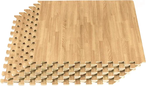 Vista 18 de Azulejos de espuma estampada de 3/8 de pulgada de grosor Forest Floor, tapetes de espuma de grano de madera entrelazados de primera calidad, piso