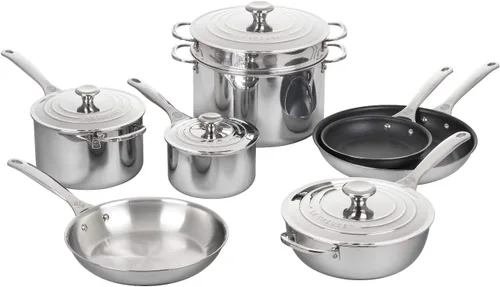Vista 5 de Le Creuset Juego de utensilios de cocina de acero inoxidable de tres capas, 5 piezas