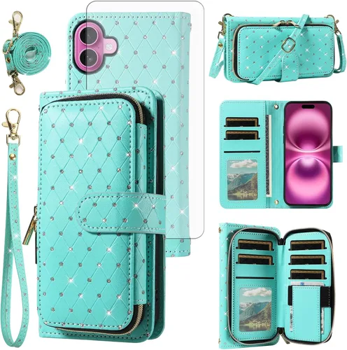 Vista 114 de Funda para teléfono iPhone 6 6S con cremallera y protector de pantalla con protector de pantalla, correa de cordón cruzado, ranura para iPhone 6 Six
