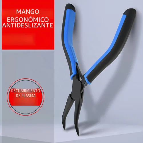 Vista 5 de Alicates de hueso de pescado/pinzas de acero inoxidable curvadas con agarre antideslizante negro