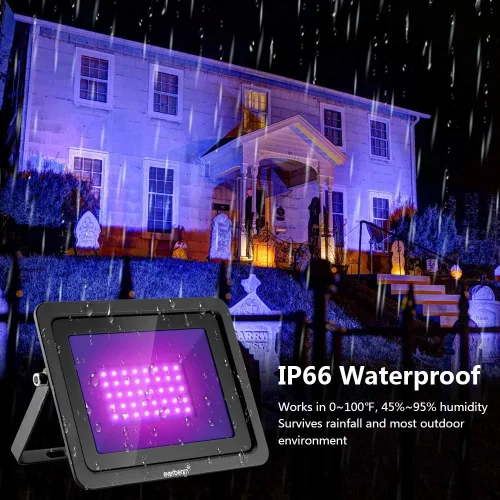 Vista 5 de Everbeam Luz Negra LED UV de 365nm 50W - Bombillas LED de Alto Rendimiento, Impermeable IP66 - Iluminación de Inundación Ultravioleta para Acuario