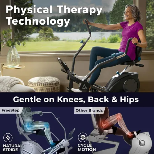 Vista 2 de Teeter FreeStep Recumbent Cross Trainer Stepper, Zero-Impact Exercise Bike Alternative w/Patented Physical Therapy Stride, Up to 350lb, Free App