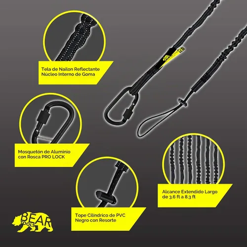 Vista 2 de BearTOOLS Cordón de seguridad para herramientas extendido de largo alcance, protección contra caídas de seguridad, bloqueo de tornillo de aluminio