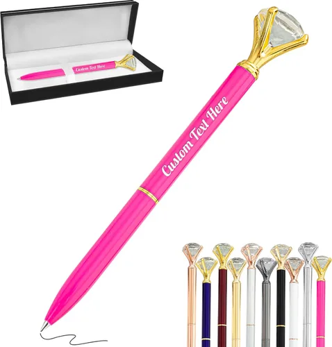 Vista 33 de Aolun 10 bolígrafos de diamantes con cristal personalizados a granel, bolígrafo de metal personalizado con nombre grabado, regalos de texto